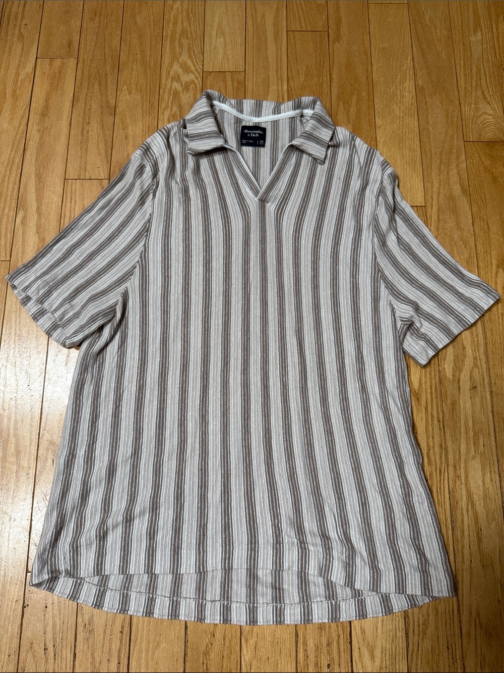 Club Room Brown & White Vertical Stripe Short-Sleeve Polo Shirt